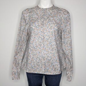 Tish Cox White Pink Red Blue Ditsy Floral Cotton Blouse S